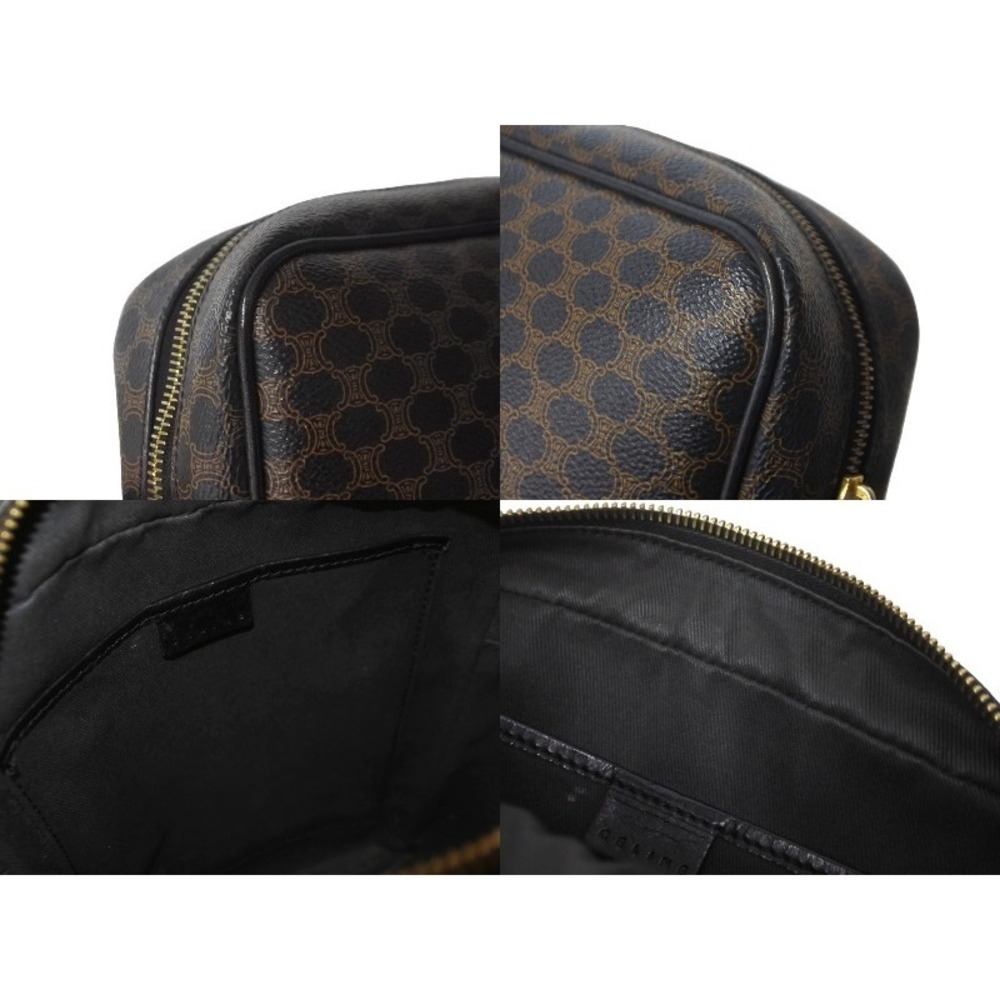 CELINE Macadam Shoulder Bag Brown Black Logo Crossbody Leather - Picture 7 of 8